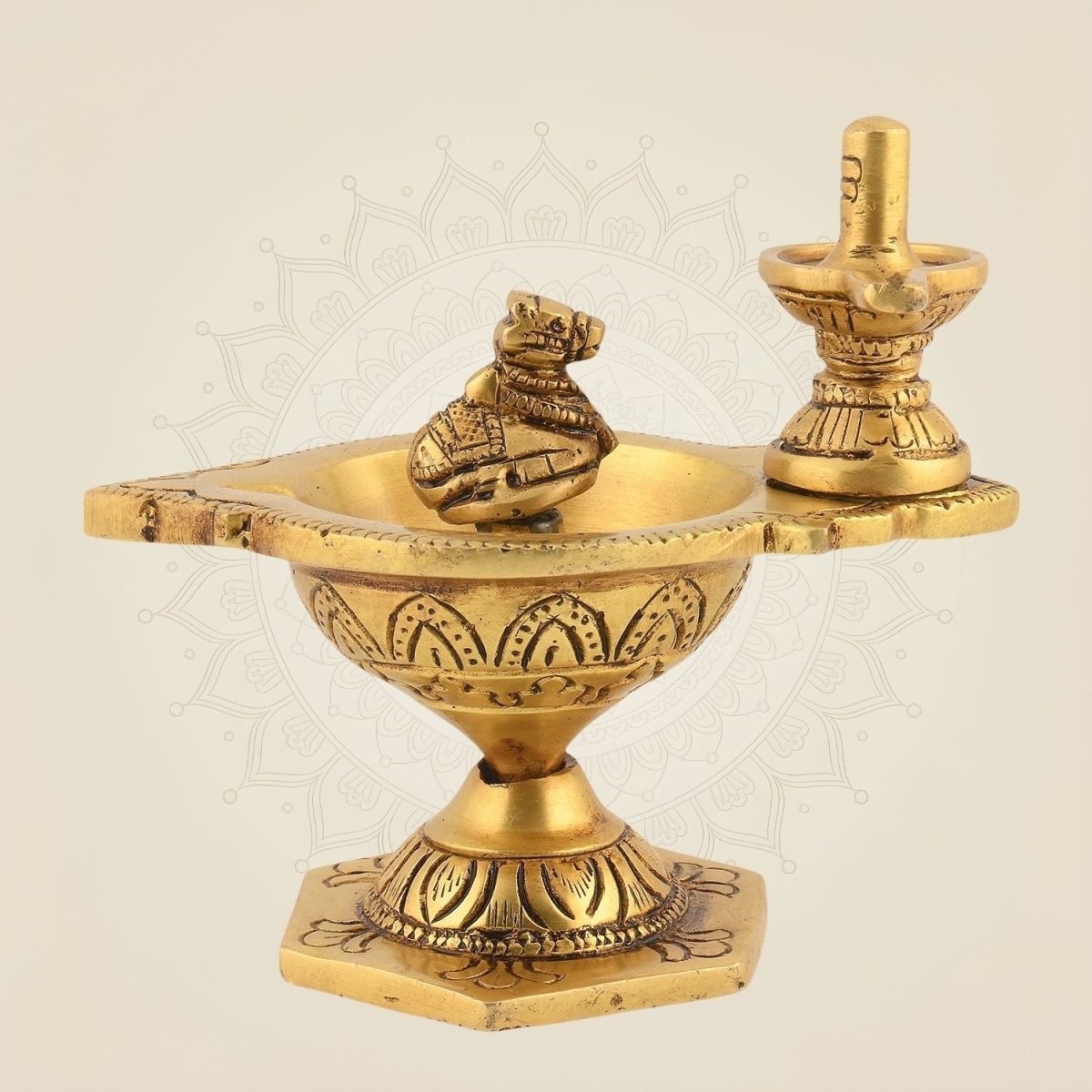 Handcrafted Shivling & Nandi Diya Table Lamp