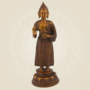 Pure Brass Standing Buddha Statue