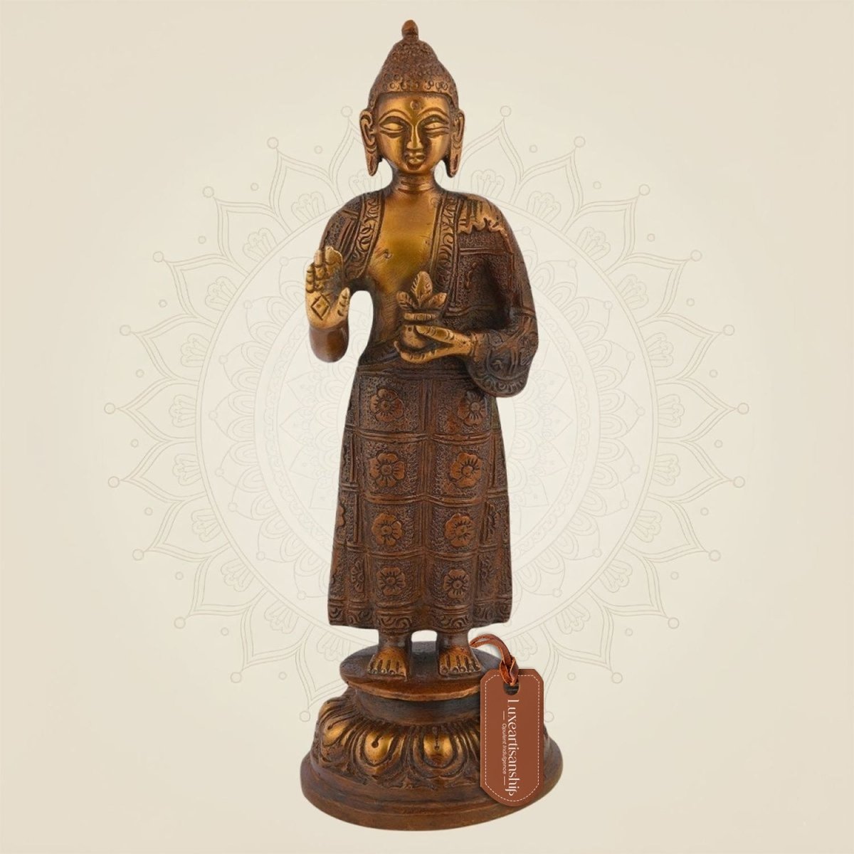 Pure Brass Standing Buddha Statue
