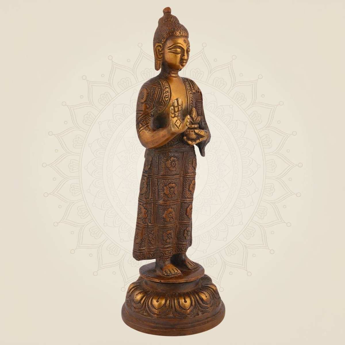 Brass Standing Buddha Statue – 7.25"