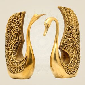 Brass Swan Statues in Pair – 9.75 Inch for Home