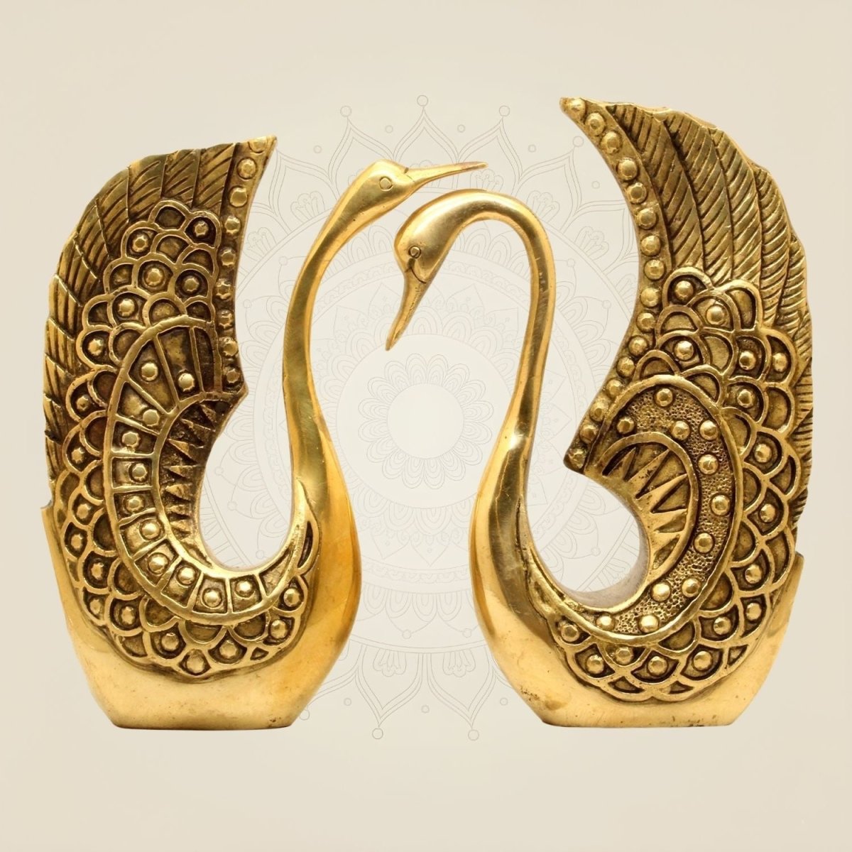 Pure Brass Swan Statues in Pair