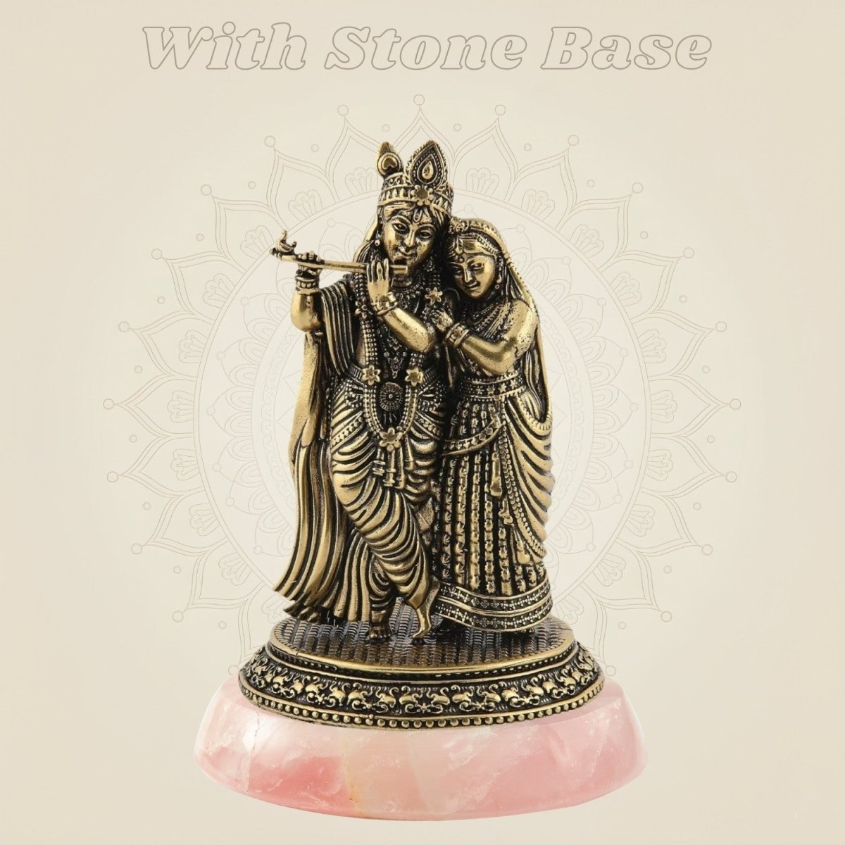 Radha Krishna Brass Idol – 4.25" Handcrafted Leela Statue for Spiritual & Decor - Luxeartisanship