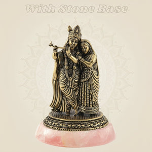 Radha Krishna Brass Idol – 4.25" Handcrafted Leela Statue for Spiritual & Decor - Luxeartisanship