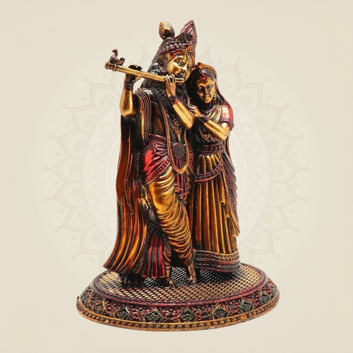 Radha Krishna Brass multi- colored statue