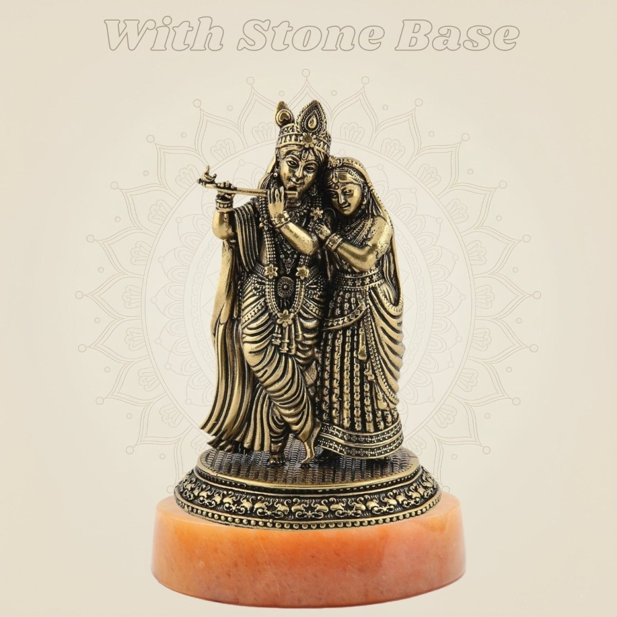 Radha Krishna Brass Idol – 4.25" Handcrafted Leela Statue for Spiritual & Decor - Luxeartisanship
