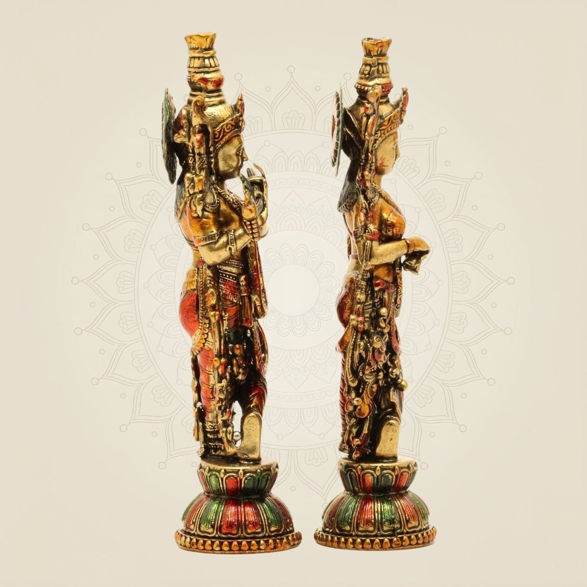 Radha Krishna Brass Idol Pair 5.5" – Handcrafted South Indian Style Murti - Luxeartisanship