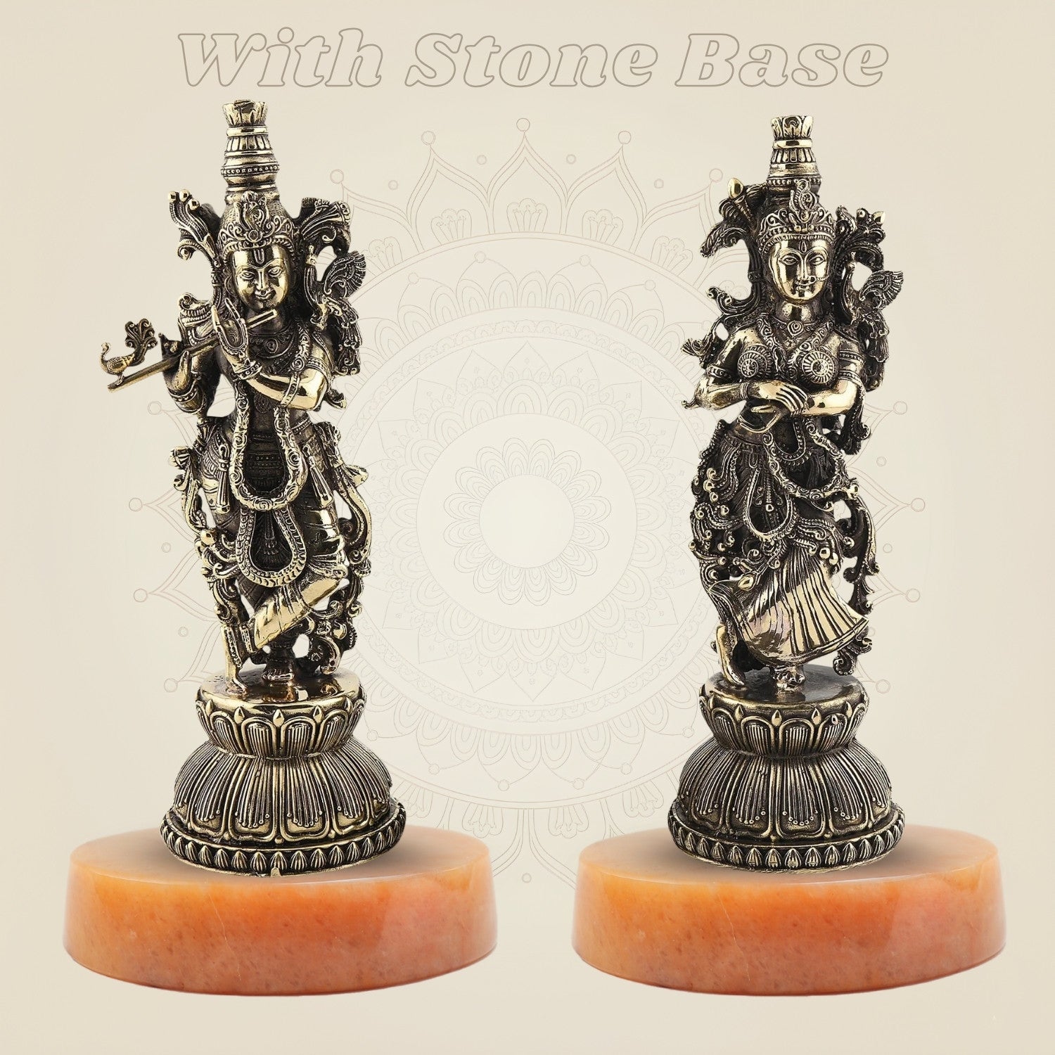 Radha Krishna Leela Idol – 8.5" Pure Brass Figurine Depicting Divine - Luxeartisanship