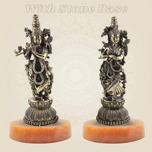 Radha Krishna Leela Idol – 8.5" Pure Brass Figurine Depicting Divine - Luxeartisanship