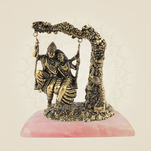 Brass Radha Krishna Idol on stone base