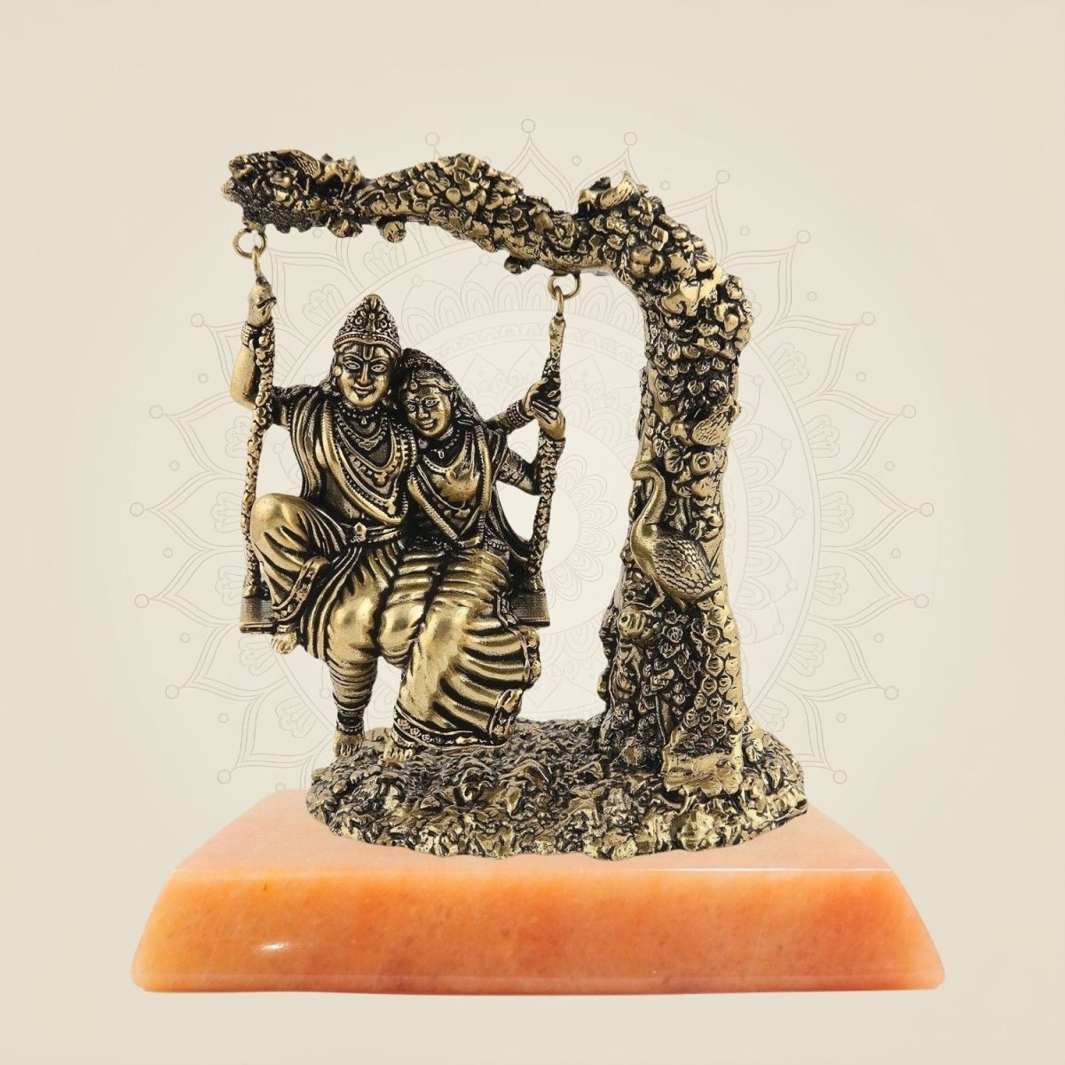 Radha Krishna Brass Idol with stone base