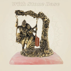 Brass Radha Krishna Idol on stone base