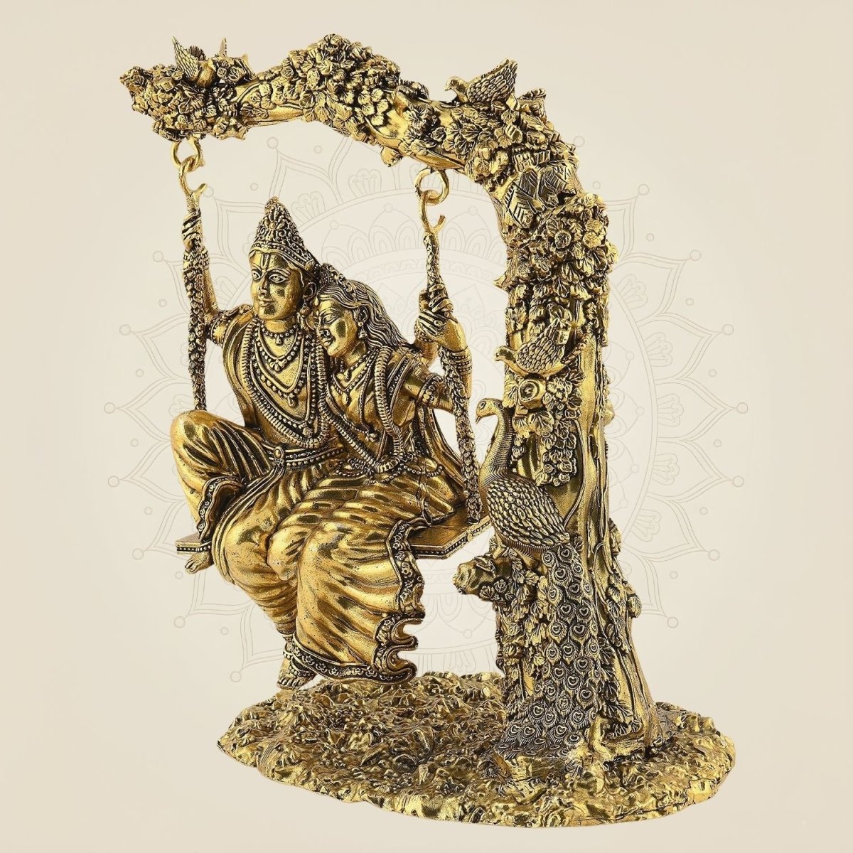 Radha Krishna on Swing Brass Statue