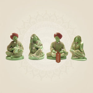 Rajasthani Musician Brass set of 4 Showpiece with Jewellery Stone Work Decor - Luxeartisanship