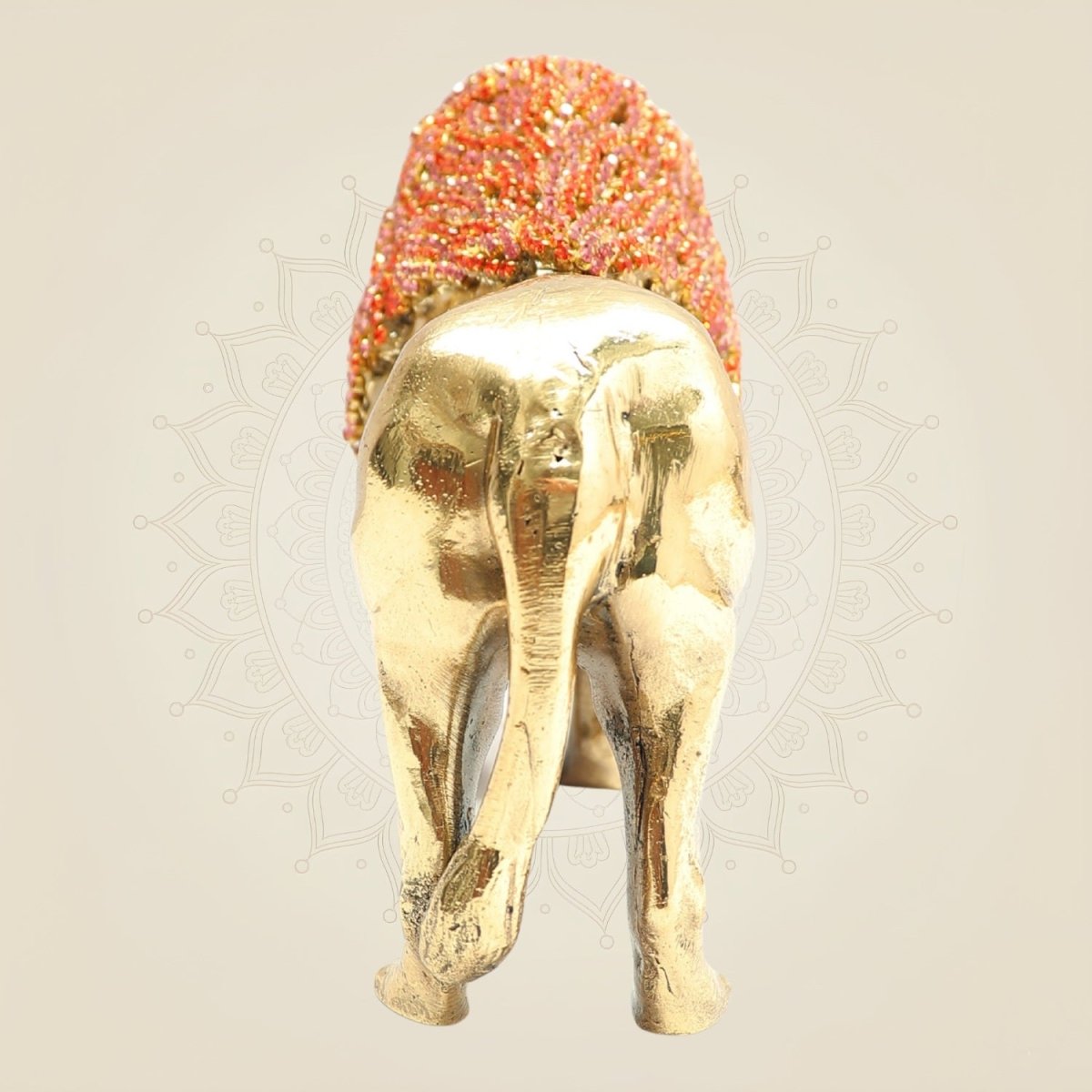 Regal Brass Lion Figurine with Rhinestone Work – 3.75 Inch - Luxeartisanship