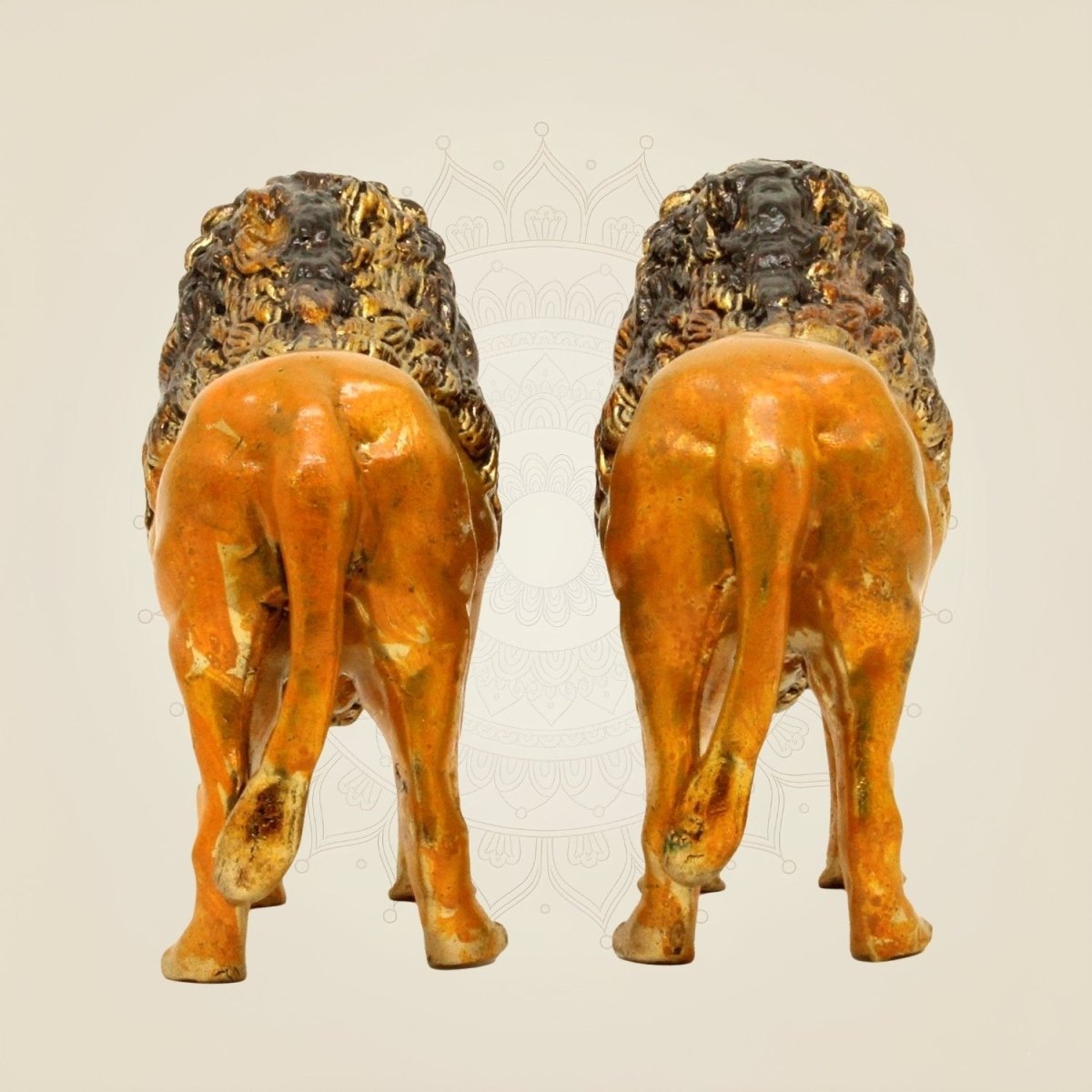 Lion Pair Handcrafted Idol