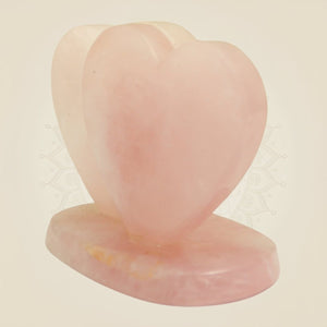 Rose Quartz Crystal Double Heart for Love & Harmony Decor - Luxeartisanship