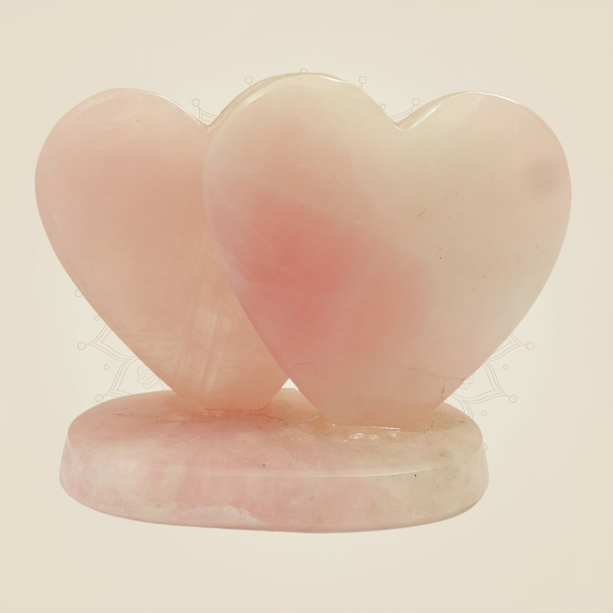 Rose Quartz Crystal Double Heart for Love & Harmony Decor - Luxeartisanship