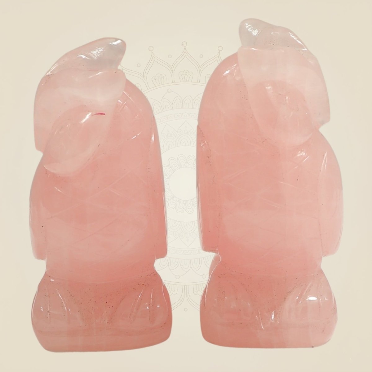 Rose Quartz Owl Showpiece Vastu Pair of 2 for Home & Office Decor - Luxeartisanship