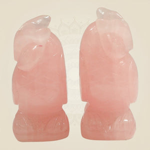 Rose Quartz Owl Showpiece Vastu Pair of 2 for Home & Office Decor - Luxeartisanship