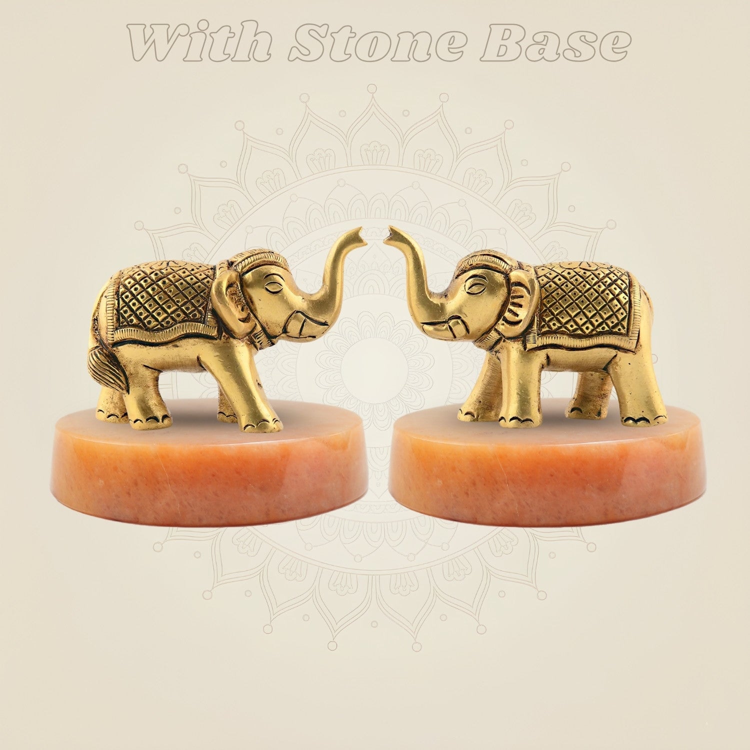 Brass Elephant Statue on stone base
