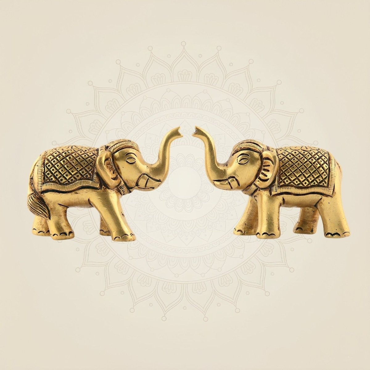 Set of 2 Brass Elephant Showpiece