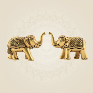 Set of 2 Brass Elephant Showpiece