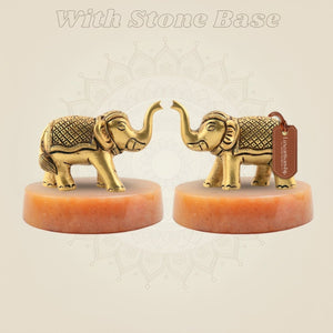 Brass Elephant Statue on stone base