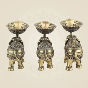 Set of 3 Elephant Diya for puja