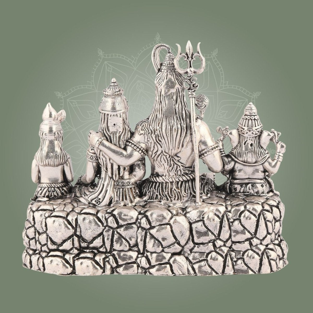 Shiva Parivar Brass Idol – 4.5" Silver Finish Handcrafted Statue Symbolizing Divine Unity - Luxeartisanship