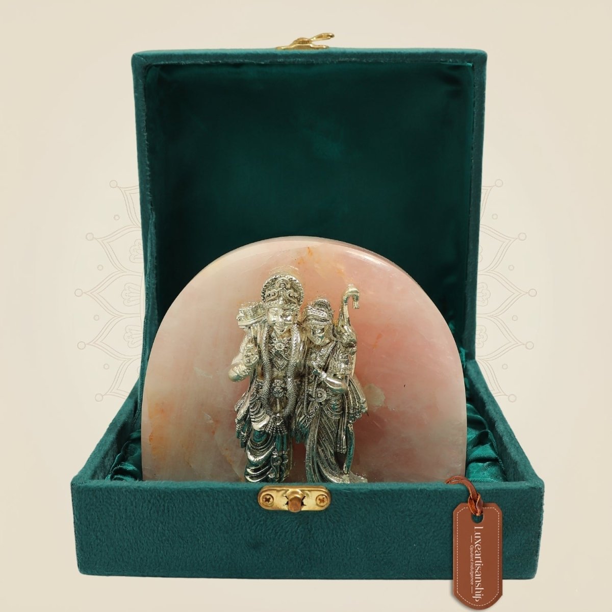 Shri Ram Sita 999 Silver Plated Idol on Stone Base – Auspicious Home Decor - Luxeartisanship