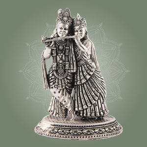 Silver Finish Radha Krishna Idol – Luxeartisanship