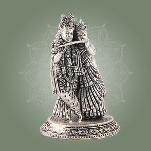 Silver Finish Brass Radha Krishna Idol – Luxeartisanship