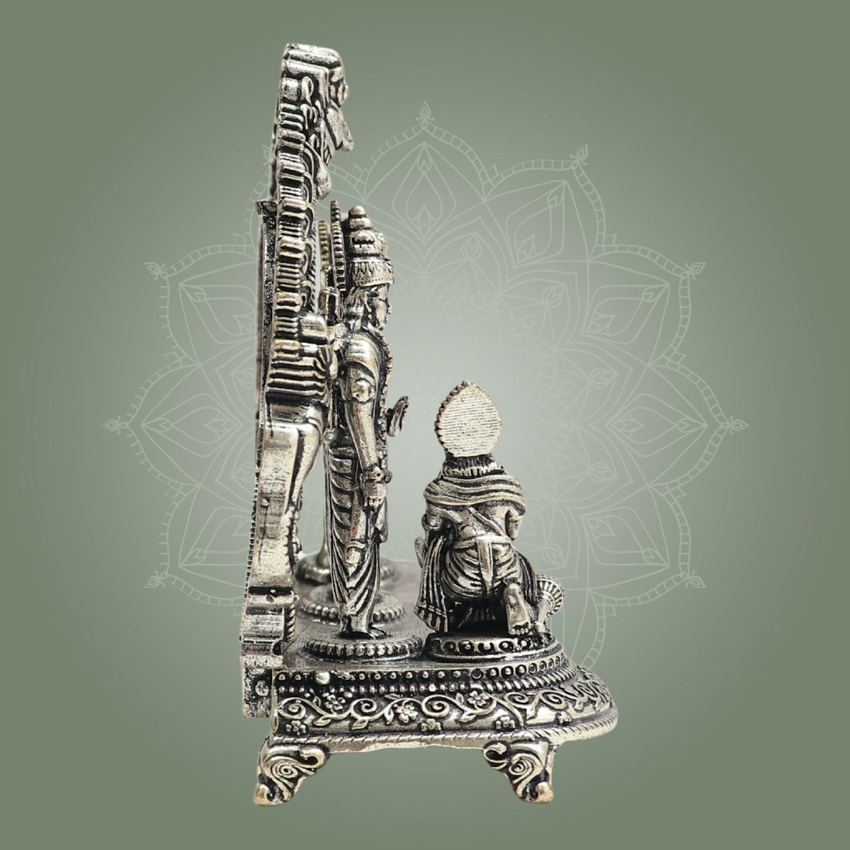 Silver Plated Brass Ram Darbar Idol 4" Featuring Ram, Sita, Lakshman - Luxeartisanship