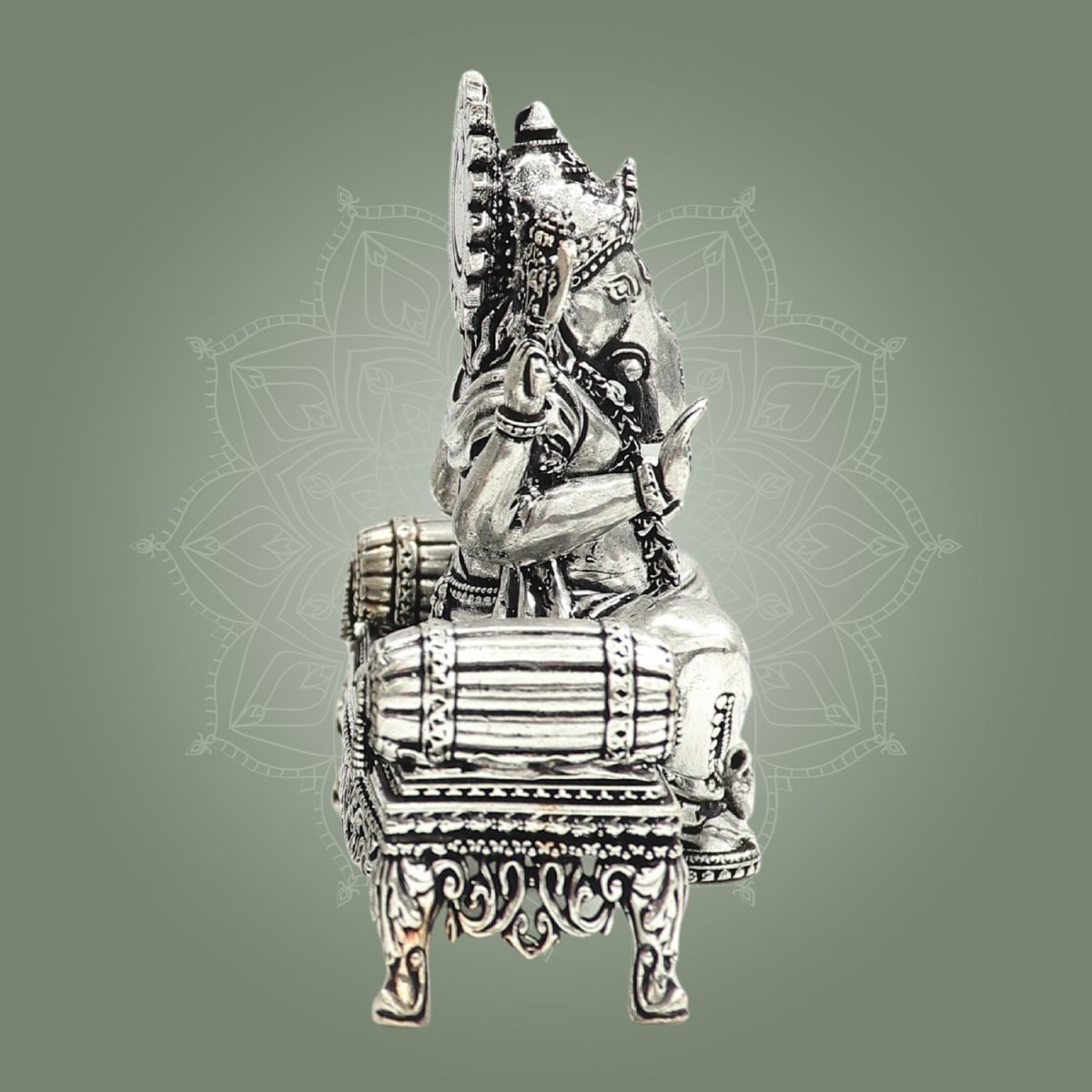 Silver Plated Ganesha Brass Idol, Home Mandir Idol, Puja Murti 3.5" - Luxeartisanship