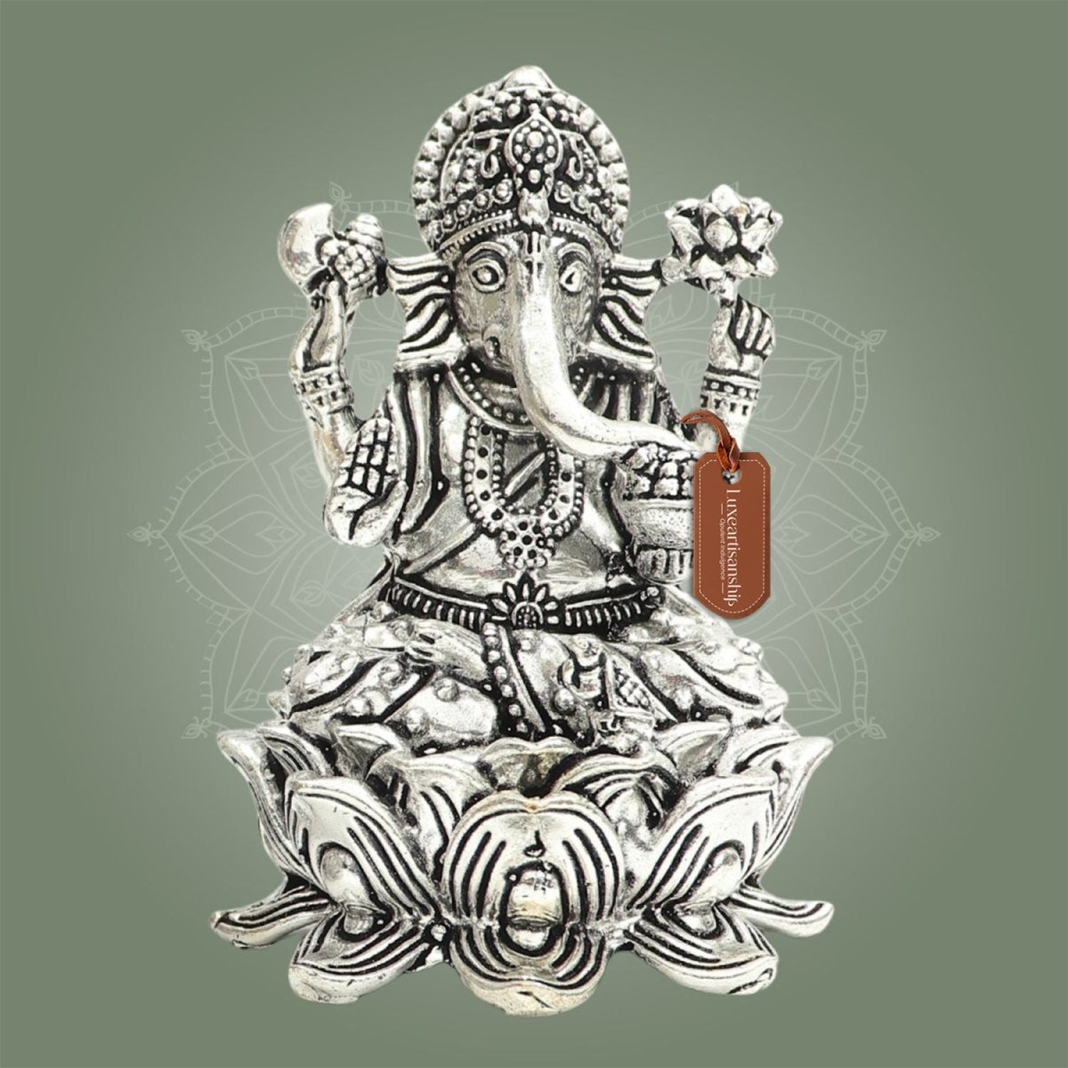 Silver Plated Lord Ganesha Brass Murti - Luxeartisanship