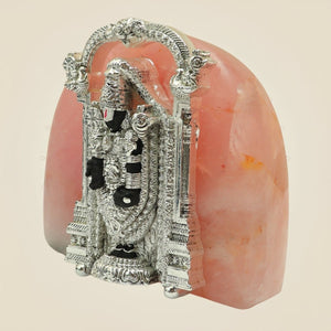 Silver Plated Tirupati Balaji Idol on Stone Base – Lord Venkateswara Murti for Decor & Gifting - Luxeartisanship