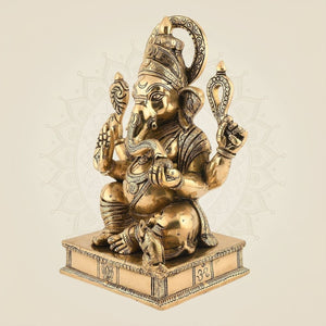 Sitting Ganesha Brass Artisan for Spiritual Gifts