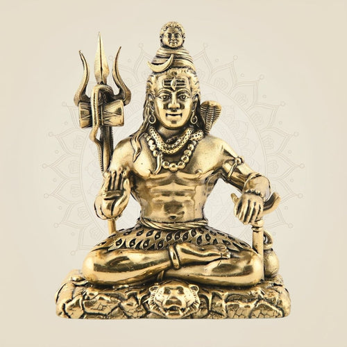 3.25″ Lord Shiva Sitting Idol in Superfine Brass – Compact & Handcrafted