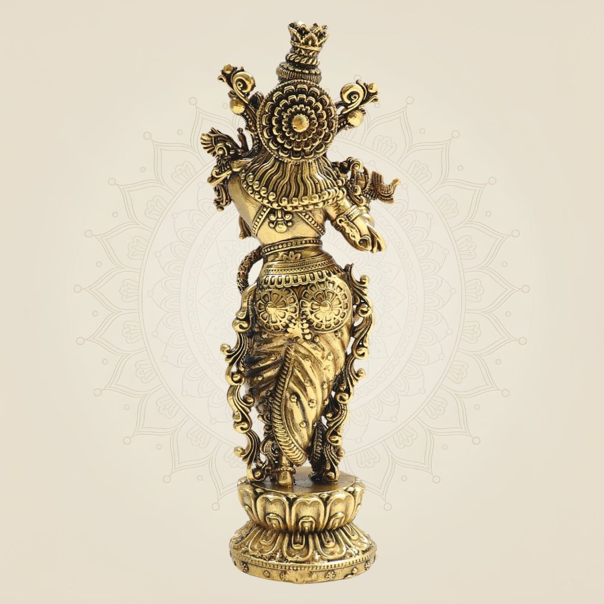 South Indian Krishna Brass Murti - Luxeartisanship