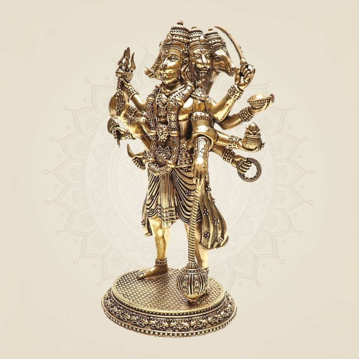 Brass Panchmukhi Hanuman Statue