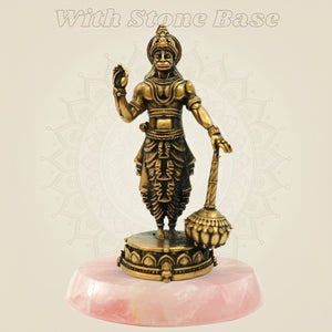 Standing Hanuman Bronze Idol on gemstone base