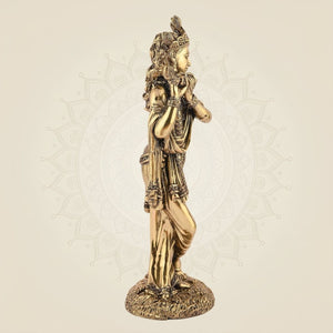 Standing Krishna with Flute Idol 10" Superfine Handcrafted Art Pure Brass Murti - Luxeartisanship
