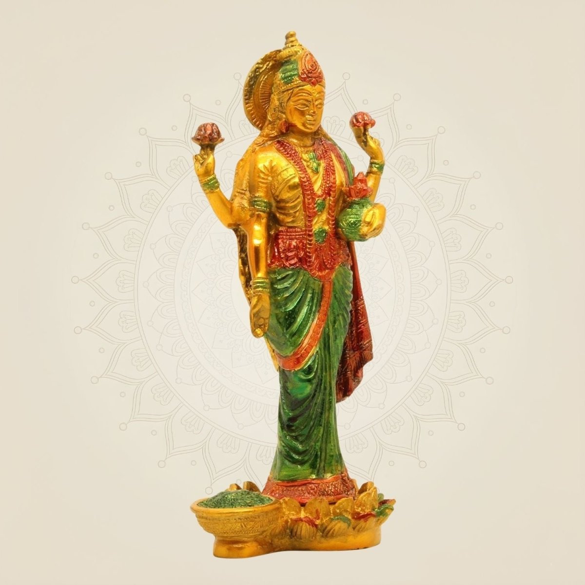 Brass Lakshmi Colourful Sculpture