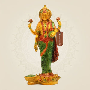Standing Lakshmi Brass Idol Hindu Goddess Prosperity Statue