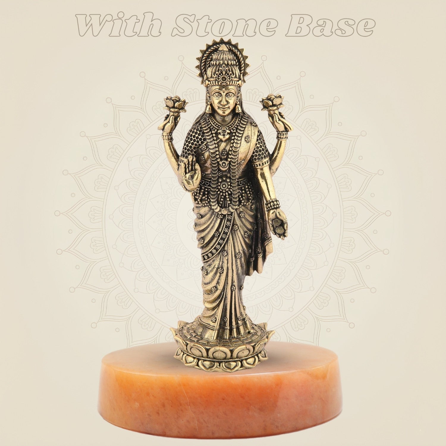 Standing Laxmi Ji Idol– 6.75" Handcrafted Pure Brass Murti - Luxeartisanship