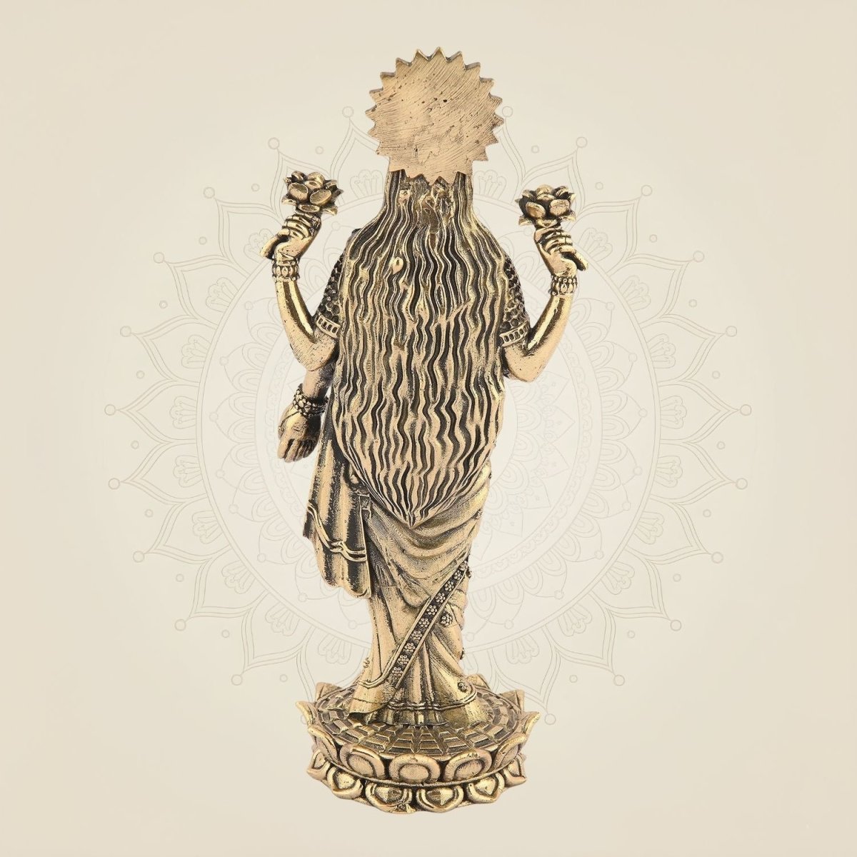 Standing Laxmi Ji Idol– 6.75" Handcrafted Pure Brass Murti - Luxeartisanship