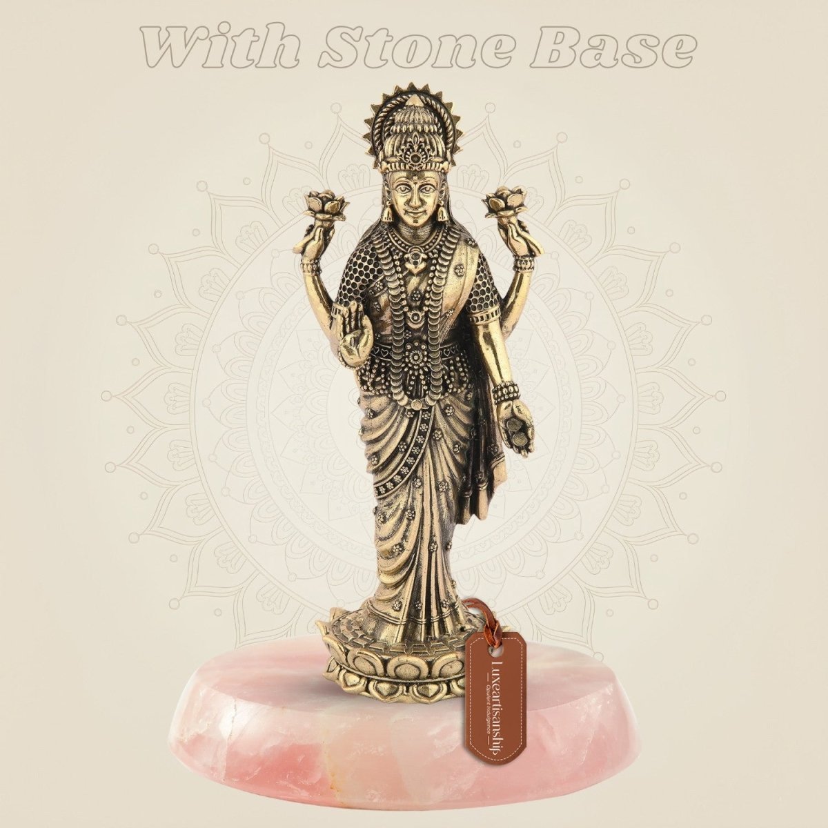 Standing Laxmi Ji Idol– 6.75" Handcrafted Pure Brass Murti - Luxeartisanship