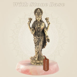 Standing Laxmi Ji Idol– 6.75" Handcrafted Pure Brass Murti - Luxeartisanship