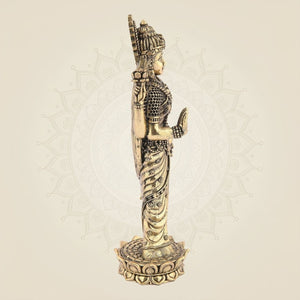 Standing Laxmi Ji Idol– 6.75" Handcrafted Pure Brass Murti - Luxeartisanship